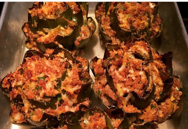 Smoked Sausage Stuffed Artichokes
