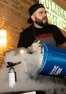 Chef Matt Lepisto using his secret ingredient of liquid nitrogen